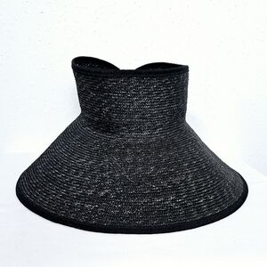 Flora Bella Wide Brim Braided Raffia Straw Visor in Black